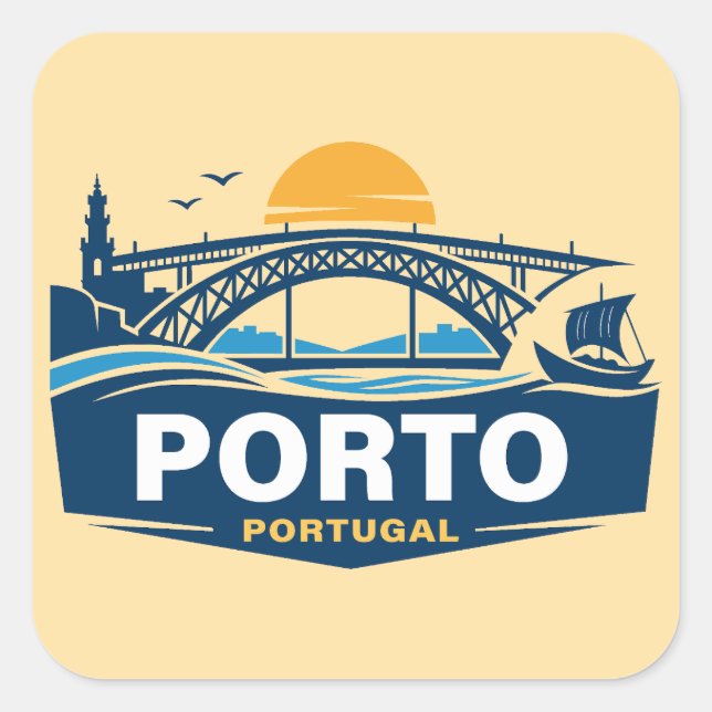 Porto Portugal Europe Quadratischer Aufkleber (Vorderseite)