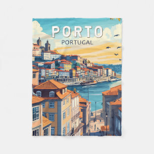 Porto Portugal Reise Kunst Vintage Fleecedecke