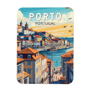Porto Portugal Reise Kunst Vintage Magnet