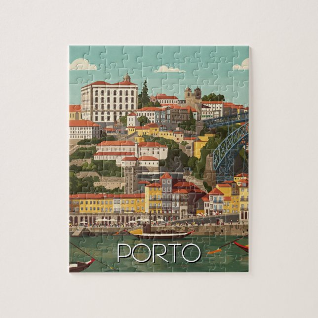 Porto Portugal Reisen Abstrakt Vintag Puzzle (Vertikal)