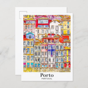 Porto Portugal Reisen Wasserfarben Sketch Hand zei Postkarte