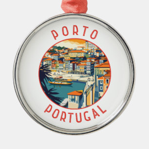 Porto Portugal Retro Distressed Circle Ornament Aus Metall