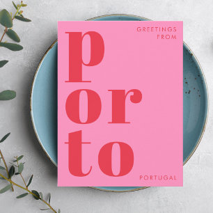Porto Portugal Rosa Typografie Postkarte