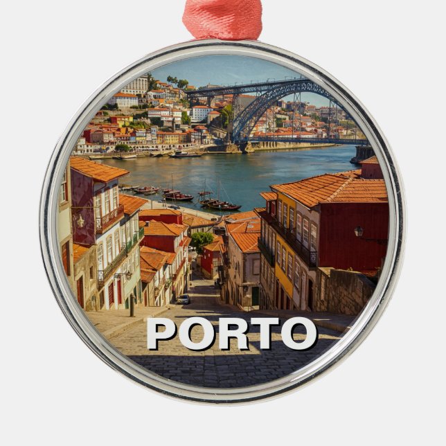 Porto Portugal Travel Ornament Aus Metall (Vorne)