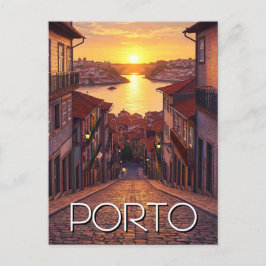 Porto Portugal Travel Sunset Postkarte