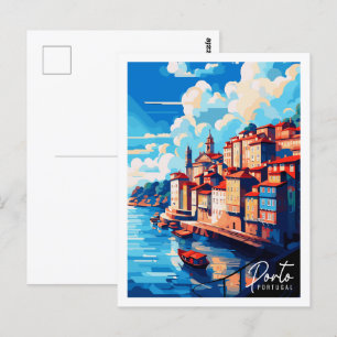 Porto Portugal Vintage Postkarte