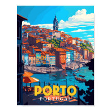 Porto Portugal Vintage Reise Illustration