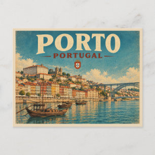 Porto Portugal Vintage Reise Postkarte