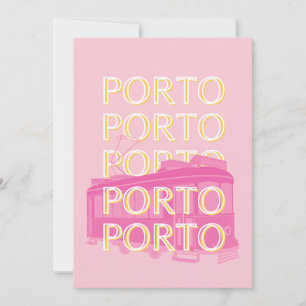 Porto Travel Art, Portugal, Pink, Preppy Feiertagskarte