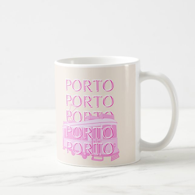 Porto Travel Art, Portugal Reisen Kunst, Rosa Kaffeetasse (Rechts)