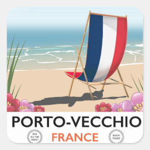 Porto-Vecchio, Frankreich, Strandproster Quadratischer Aufkleber