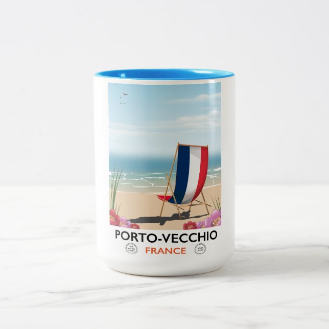 Porto-Vecchio, Frankreich, Strandproster Zweifarbige Tasse (Mittel)