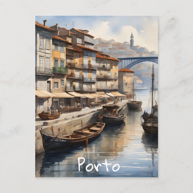 Porto Wasserfarbe Feiertagspostkarte (Vorderseite)