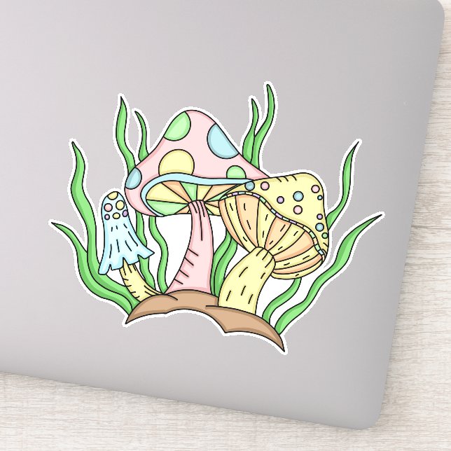 Portobello Mushroom Niedlich Pastell Aufkleber (Detail)