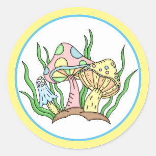 Portobello Mushroom Niedlich Pastell Runder Aufkleber