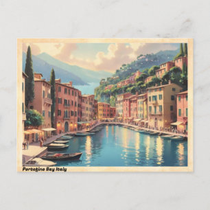 Portofino Bay Italien Reisen im Vintage-Stil Postkarte