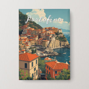 Portofino Genova Italien im Vintage-Stil Button