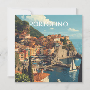 Portofino Genova Italien im Vintage-Stil Feiertagskarte