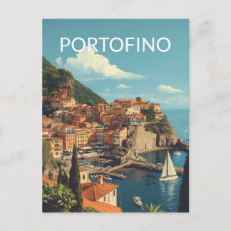 Portofino Genova Italien im Vintage-Stil Feiertagspostkarte