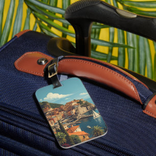 Portofino Genova Italien im Vintage-Stil Gepäckanhänger