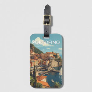 Portofino Genova Italien im Vintage-Stil Gepäckanhänger