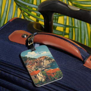 Portofino Genova Italien im Vintage-Stil Gepäckanhänger