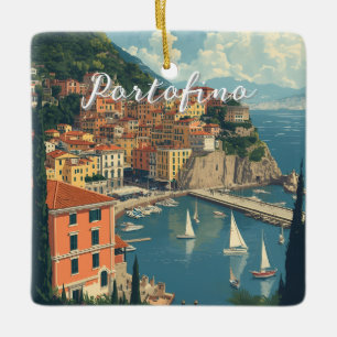 Portofino Genova Italien im Vintage-Stil Keramikornament
