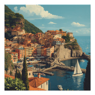 Portofino Genova Italien im Vintage-Stil Poster