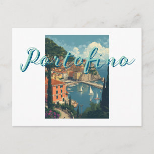 Portofino Genova Italien im Vintage-Stil Postkarte
