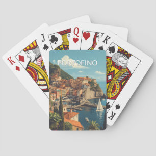 Portofino Genova Italien im Vintage-Stil Spielkarten