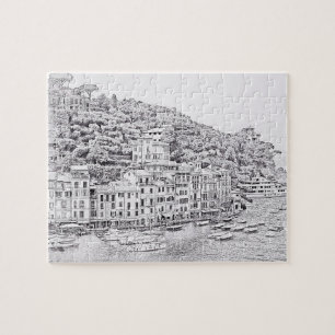 Portofino in Schwarz und Weiß - 8x10 - 110 pc Puzzle
