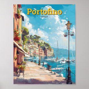 Portofino Italien Art Vintage Poster