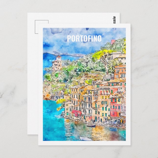 Portofino Italien Fantastischer Ausflugsort Wasser Postkarte (Vorne/Hinten)