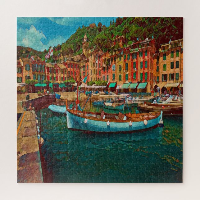 PORTOFINO - Italien - kleiner Platz - Jacht Puzzle (Horizontal)