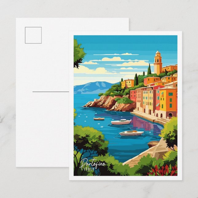 Portofino Italien Kunst, Dichtung und Musik Postkarte (Vorne/Hinten)
