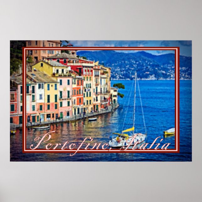 Portofino, Italien - Malwirkung Poster (Vorne)