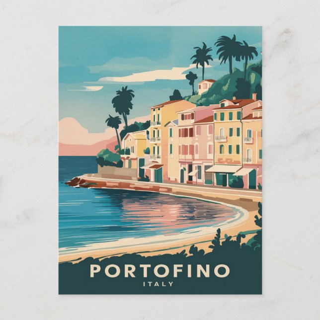 Portofino Italien Reisen Wasserfarbe Postkarte (Vorderseite)