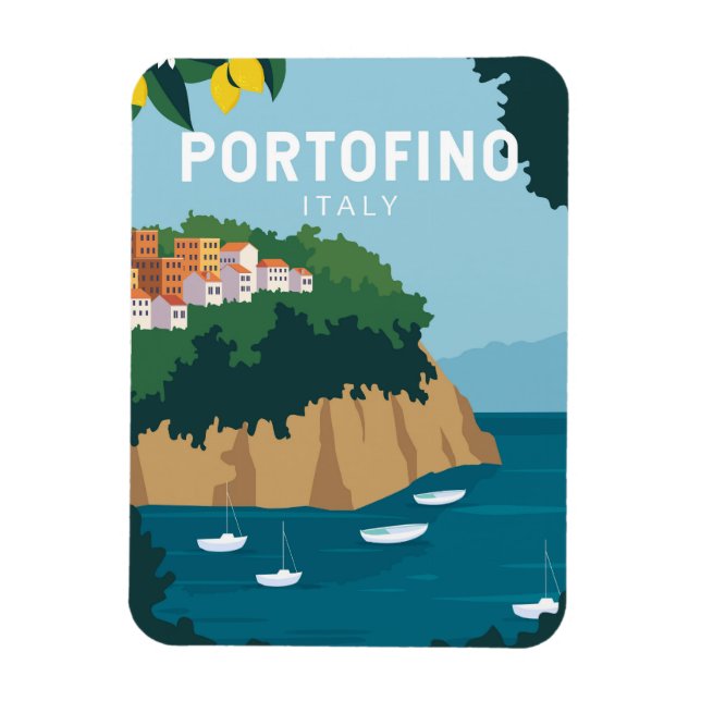Portofino Italien Retro Reisen Vintag Magnet (Vertikal)