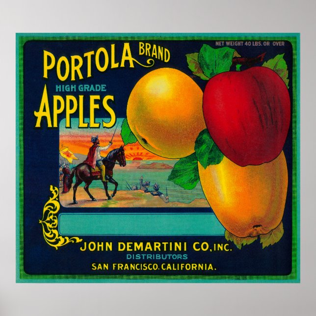 Portola Apple Crate Label Poster (Vorne)