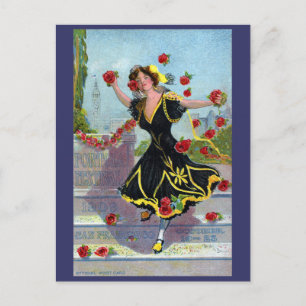 Portola Festival Lady mit Rosen 1909 Postkarte