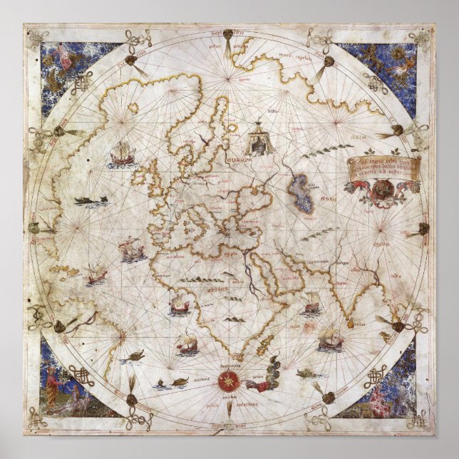 Portolan Chart of the World | 1519 Poster (Vorne)