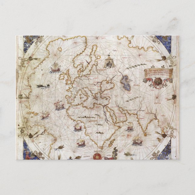 Portolan Chart of the World | 1519 Postkarte (Vorderseite)