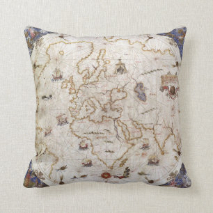 Portolan Diagramm der Welt 1519 Kissen