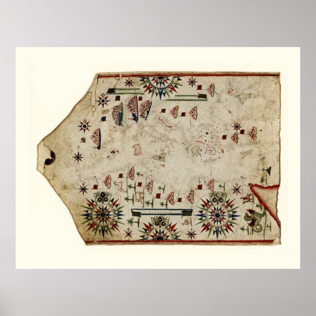 Portolan-Karte des Mittelmeers (ca. 1580) Poster (Vorne)