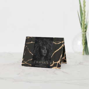 Portoro, schwarzer Marmor, modernes goldenes Foto  Dankeskarte