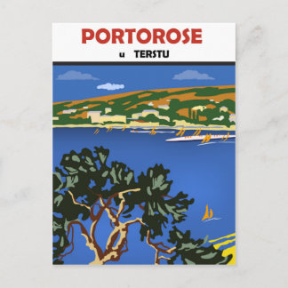 Portorose, Blick auf das adriatische Meer, Jahrgan Postkarte