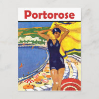 Portorose, Strandmädchen, Vintage-Reise