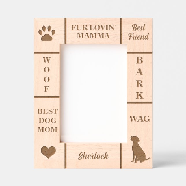 Portrait 12x18 BEST Dog MAMA Ever Individuelle Nam Geätzte Rahmen (Vorderseite)