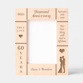 Portrait 12x18 Diamond 60. Hochzeitstag Geätzte Rahmen