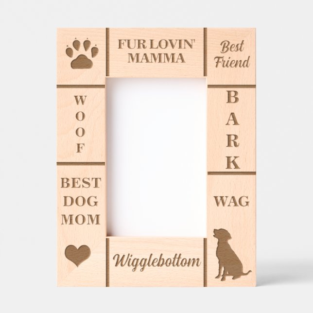 Portrait 4x6 BEST Hunde MAMA je Individuelle Name Geätzte Rahmen (Vorderseite)